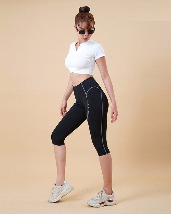 Set Áo Croptop PAVO AT1 + Quần lửng ICADO viền màu QL27